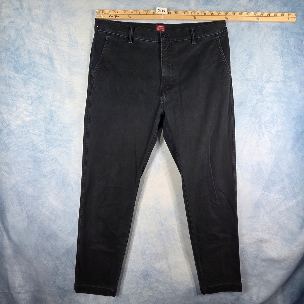 Levis XX Chino Standard Taper Pants Mens 36x32 Black Twill Tapered Leg 3249
